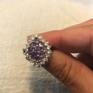 Sterling silver elegant amethyst CZ ring